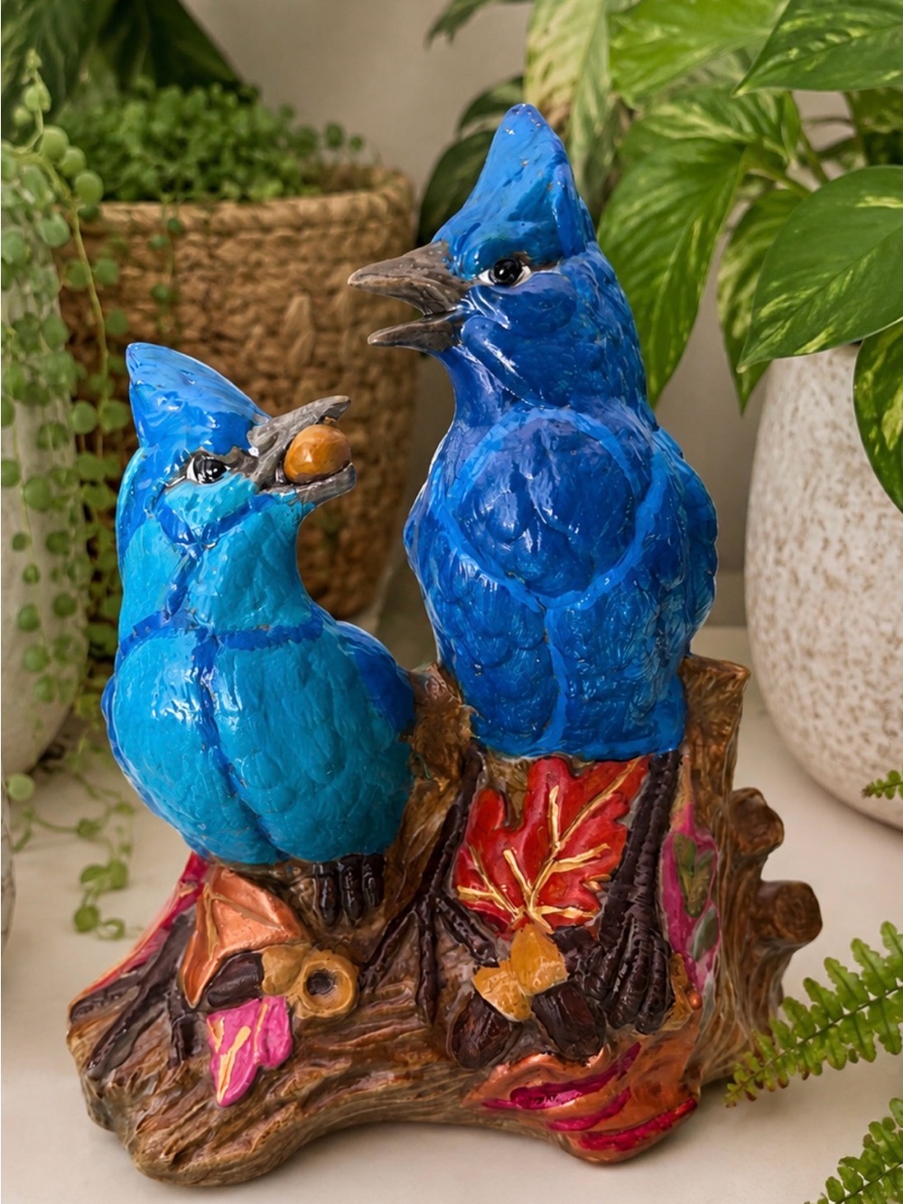 🐦 Large Blue Jay Figurine | Woodland Bird Decor | Vintage Ceramic